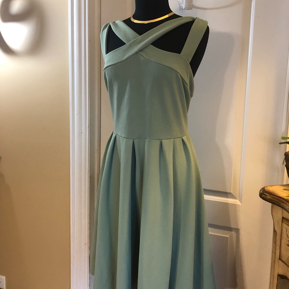 torrid Sage Green Midi Dress with Cross-Strap Bodice